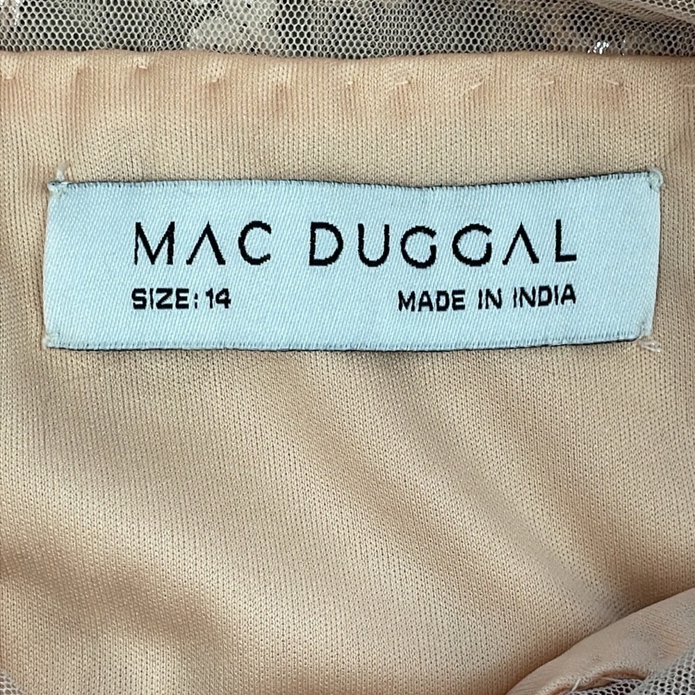 NWT Mac Duggal 5496 Embellished Illusion High Neck Long Sleeve A Line Gown 14 - Picture 12 of 16